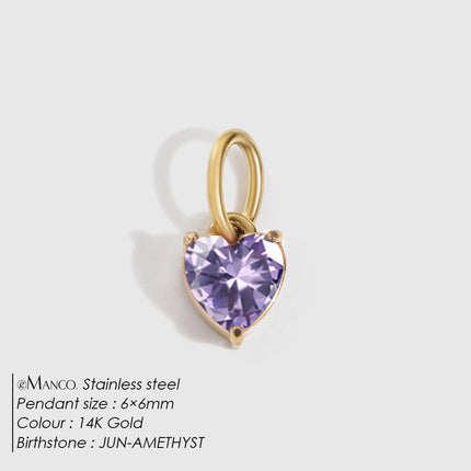 eManco 6MM Colorful Birthstone Pendant DIY Stainless Steel Women's Accessories Niche Design Luxury Rhinestone Charms Wholesale
