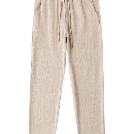 Casual Cotton Linen Chino Pants Men Wide Leg Lightweight Baggy Cotton Sweatpants Male Sport Jogger Straight Work Trousers
