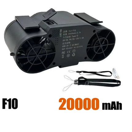 30000mAh Portable Waist Fan Strong Daul Airflow 7Speeds 11000RPM Rechargeable Clip on Fan for Outdoor Camping Fishing Max 32H