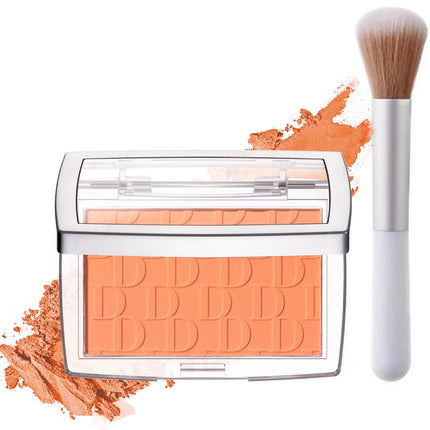 2pcs Matte Embossed Blush Palette High Pigmented Pink Coral Cheek Blush Powder With Professional Makeup Brush