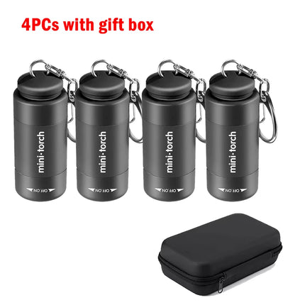 USB Rechargeable LED Multifunctional Strong light Pocket Keychain Flashlight Waterproof Outdoor Hiking Camping Mini Flashlight