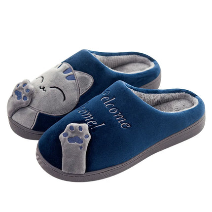 Women's Winter Home Slippers Cartoon Cat Shoes Soft Winter Warm Home Cotton Slippers Indoor Bedroom Couple Couple