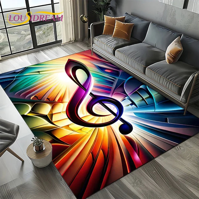 Dream Note Music Colorful Musical Score Cartoon Carpet Rug for Living Room Bedroom Home Sofa Decoration, Kid Non-slip Floor Mat