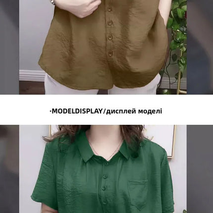 Plus Size Loose Sportswear Women's Shirt Summer New Style Base Layer Top Korean Style Commute Linen Fabric Regular Fit
