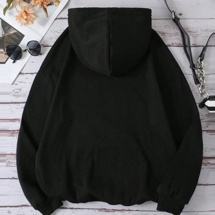 2025 Autumn Winter INAWLY Slogan Graphic Pocket Drawstring Thermal Hoodie I'M HERE I'M AWAKE DON'T PUSH IT Long Sleeve Tops