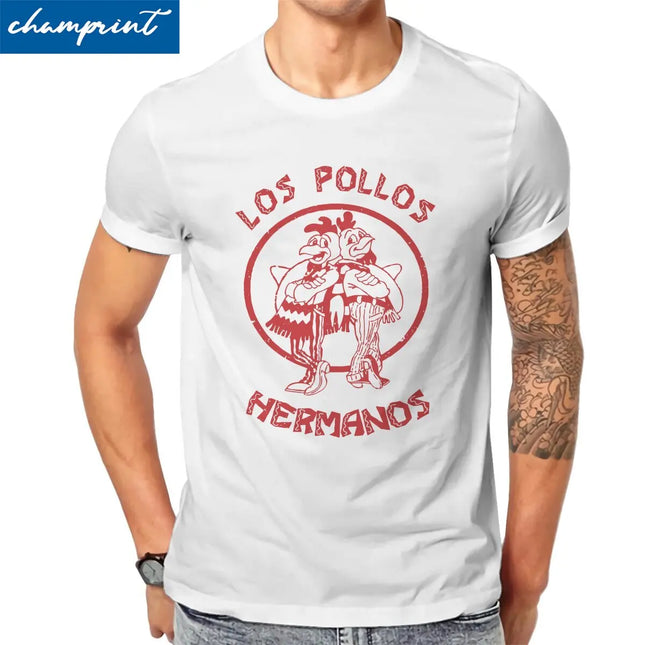 Funny Los Pollos Hermanos Breaking Bad T-Shirt Men Crewneck Cotton T-Shirt Chicken Brothers Short Sleeve Tees Printing Tops