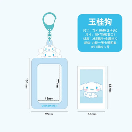 Sanrios Gudetama Keychain with Photo Card Holder Anime Keroppi Tuxedosam Photocard Holder Key Ring Accessory for Bag Backpack