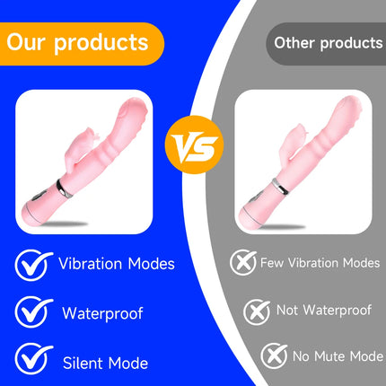 Powerful Rabbit Vibrator G-Spot Clitoris Stimulator Tongue Licking Dildo Thrusting Vagin Massager Masturbation Sex Toy for Women