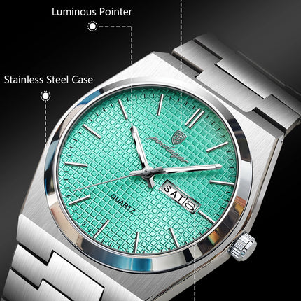 POEDAGAR Luxury Fashion Men's Watch Waterproof Stainless Steel Quartz Men Wristwatch Luminous Date Week Business Watches For Men