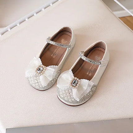 Girls' Princess Shoes, Sweet Bow Sequins, Fashionable Single Shoes, Children's Soft Soled Anti Slip Temperament Dress Shoes