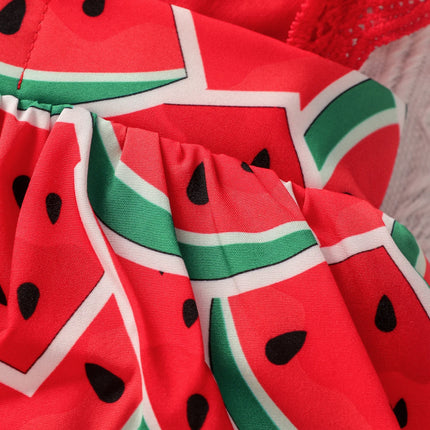 Newborn Baby Girl Summer Sleeveless Watermelon  V Neck European and American style Princesses Dress