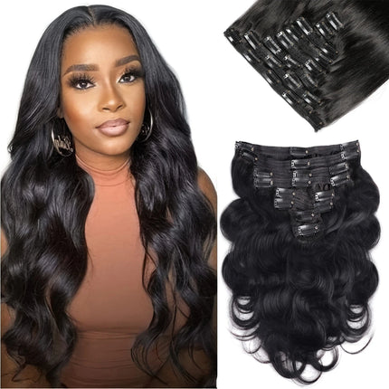 Body Wave Clip In Hair Extensions Human Hair 120g/set Brazilian Remy Virgin 100% Human Hair Natural Color 8-28 Inch For Women