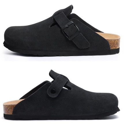 Kidmi New Women Clogs Men Clogs Suede Slippers Fashion Cork Footbed Leather Slippers Classic Mules Soft Antiskid House Slippers