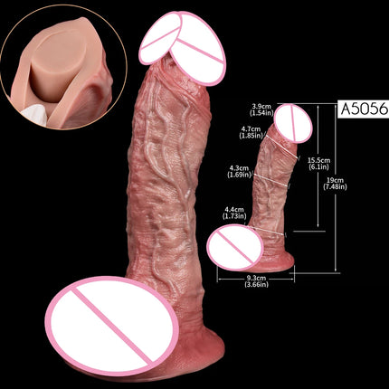 SXXY Skin Texture Lifelike Double Layer Silicone Dildo Elastic Soft Anal Plug Vaginal Anus Stimulator Dual Layer Penis Sex Toys