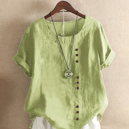 Women Clothing Cotton Linen Streetwear Summer Y2k Tops Vintage Fashion Tshirt Casual Shirts for Women Clothes Elegant Tees