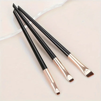 3Pcs Angled Eyeliner Brush Set - Micro-Fine Tip for Brows & Cut Crease, Vegan Professional Makeup Brushes (Studio Quality)