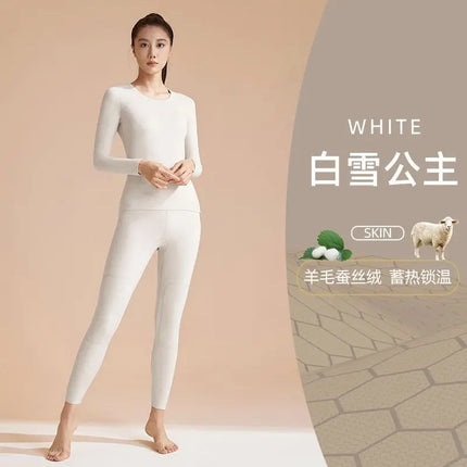 Women's Thermal Underwear Winter Clothes two piece set Long johns Cashmere Silk Thickened Seamless Warm Lingeries for woman Men
