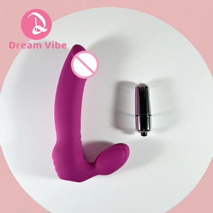Mini Strapless Strap-On Vibrator by Dream Vibe LR44X3 Batteries 10 Strong Vibrations Harnessless Double-ended Dildo Sex Toy