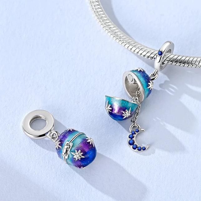 Blue Series 925 Sterling Silver Owl Butterfly Pirate Ship Car Beetle Clogs Charm Fit DIY Bracelet Necklace Fun Matching Gifts