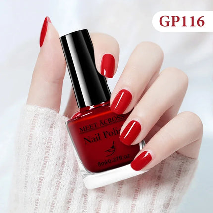 MEET ACROSS 8ml Glass Bottle Water-Based Peel Off Nail Polish Colorful Air Dry Nail Art Varnish Nails Manicure No Need Lamp