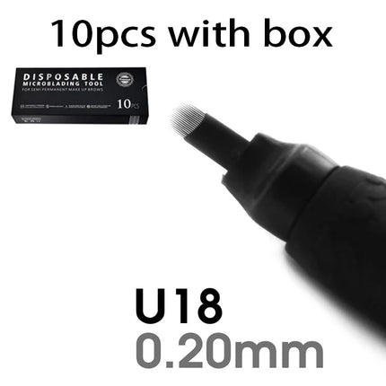10/50Pcs Disposable Microblading Pen 0.15/0.18mm 18U Sterilized Permanent Makeup Eyebrow Tattoo Pen with U Blades