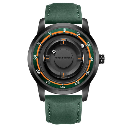 FOXBOX Watch Planet Design Fashion Floating Magnetic Pointer Free Ball Bearing Creative Simple Waterproof Quartz Watch for Men