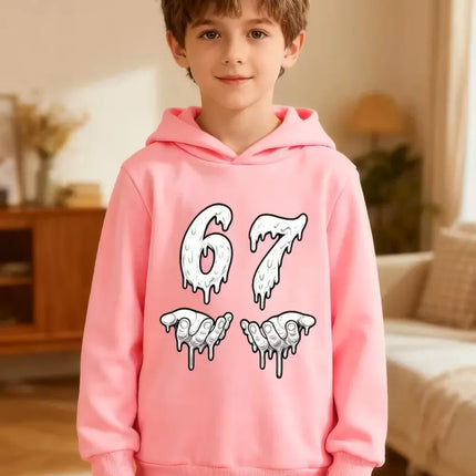 Bruh 67 Six Seven Funny Brainrot Meme Children's Hoodie Boys Girl Hooded Pullover Hiphop Streetwear Soft Casual Warm Sweatshirt