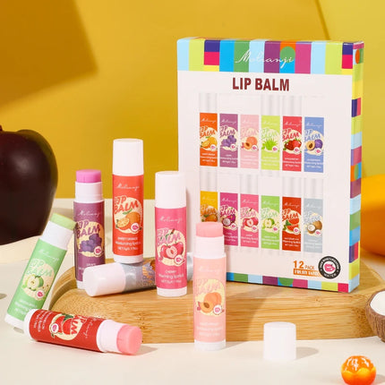 12 piece moisturizing lipstick set, alcohol free, lip care in autumn and winter, suitable for all skin types, fruit lipstick