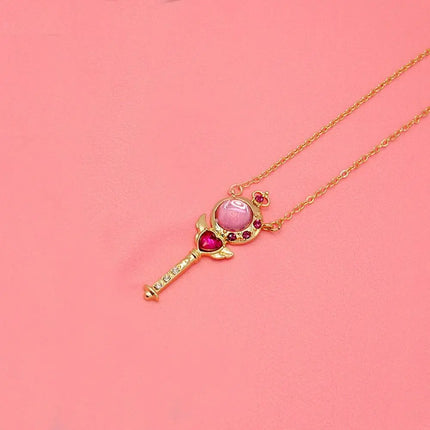 Girl Crystal Cosplay Pendant Necklace Cosplay Props Necklace Anime For Sailor Moon Loving Magic Wand Accessories