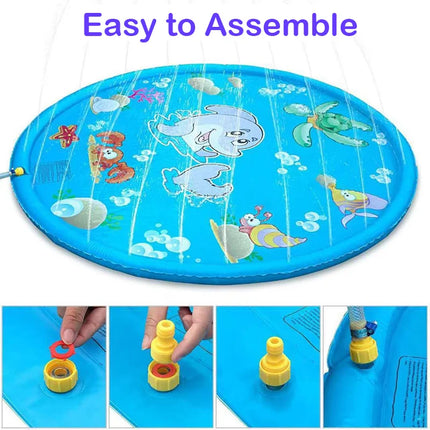 65/100CM Thickened Cat Spray Water Play Mat Dog Playmat Letter Dolphin Theme Pet Sensory Playing Crawling Induction Toy
