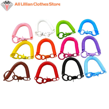 Colorful Lobster Clasp ID Card Holder Lanyard Keyring Anti-lost Spring Rope Retractable Keychain Mobile Phone Chain