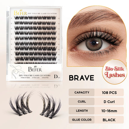 Befer 144pcs Lash Clusters 3D Natural Fluffy Cluster Lashes DIY Lash Extension 10-16mm Hight Quality Soft Super Thin Band Makeup