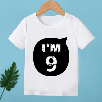 2025 Children Happy Birthday I'M 1 2 3 4 5 6 7 8 9 Years Number Print Funny T-shirts Boys & Girls Baby Tops Kids Summer T shirt