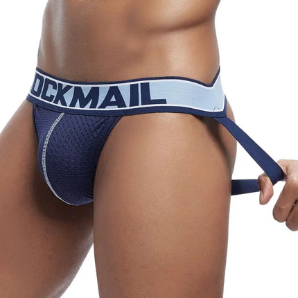 JOCKMAIL Men Jock Strap Thong Mesh Sexy Underwear Man Jockstrap Open Butts Panties Erotic Lingerie Buttocks Underpants Hombre