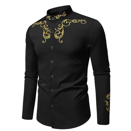 Retro Court Style Embroidered Long Sleeve Shirt Men's Collared Shirt Spring 2025 New Arrival Casual British Style Clothing
