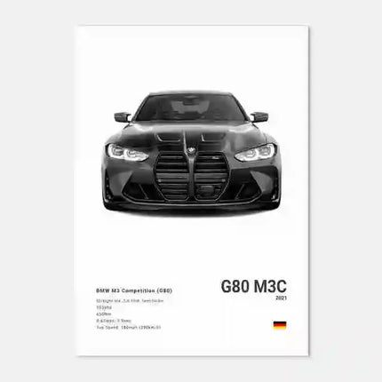 Pop Black And White Poster Wall Art Luxury Supercar F80 M3 M140 GTR HD Oil On Canvas Print Home Living Room Bedroom Decor Gift