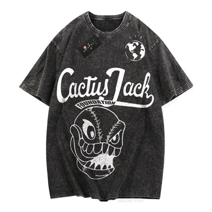 100% Cotton Oversized T Shirt For Men Women HipHop Washed T Shirts cactus jack Short Sleeve Gift Tops look mom i can fly K39