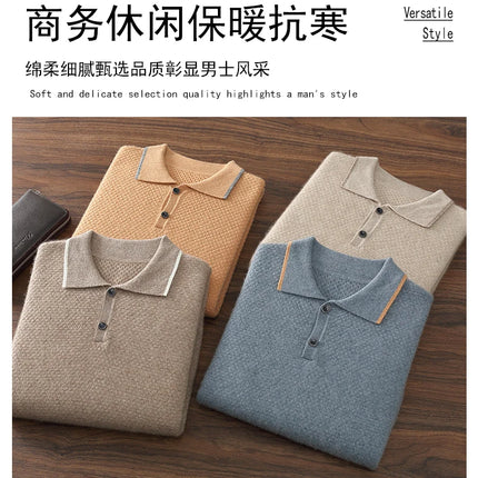 100% Goat Cashmere T-shirt Men's POLO Collar Short Sleeve Pullover 2025 Spring/Autumn New Fashion Knit Business Casual Tank Tops