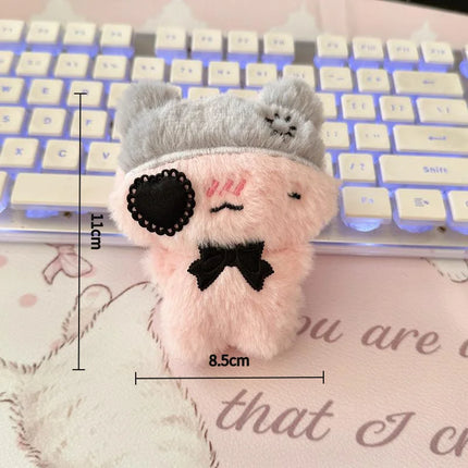 Cute Cartoon Plush Kitty Keychain Kawaii Black & Pink Cat Doll Backpack Decoration Pendant Bag Charm Accessory Gift