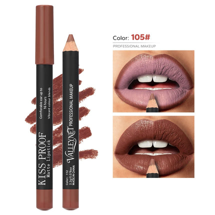 Thanksgiving/Christmas women's cosmetics gifts: 12 color matte velvet lipliner, natural&waterproof&easy to color lipstick pen.