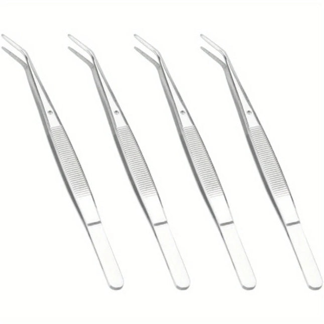 4PCS Tweezers Stainless Steel Curved Tip Arc Sewing Machine Tweezer Kit Suitable for Model Making Craft Jewelry and Nail Art