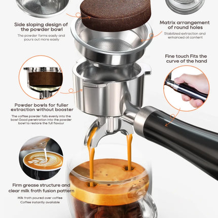 HiBREW H10A Black Espresso Machine Temperature Volume Pre Brewing Adjustable 58mm Portafilter Cappuccino Coffee Maker