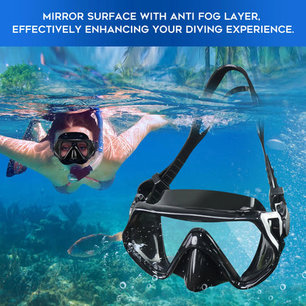 DEDEPU OEM Logo Anti-Fog Snorkel Mask – Silicone & Tempered Glass Diving Goggles for Freediving, Swimming and Scuba Diving