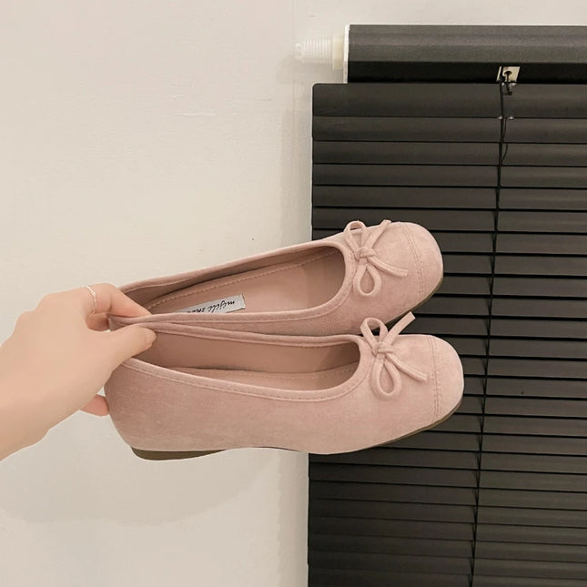 Spring Autumn Internal Elevation Women Mary Jane Shoes Ladies Outdoor Comfort Slip On Women's Butterfly-knot Ballet Shoes