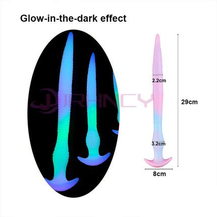 Soft Anal Plug For Adult Sex Toy For Women /Men /Couples Liquid Silicone Dildo Dilator Anal Masturbators long Butt Plug Luminous