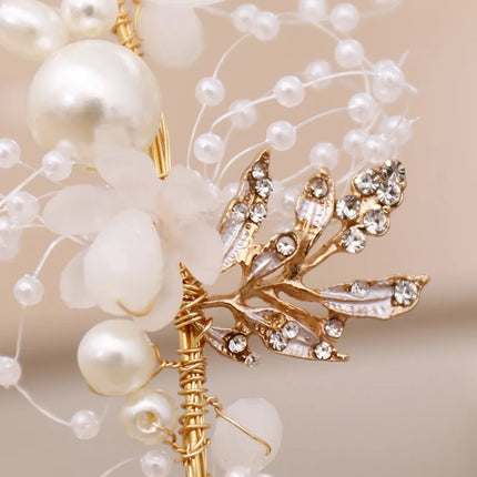 Pearl Flower Wreath Headband Girls Bridal Elegant Crowns Hair Headdress Bride Garland Head Hoop Wedding Headbands Hair Jewelry