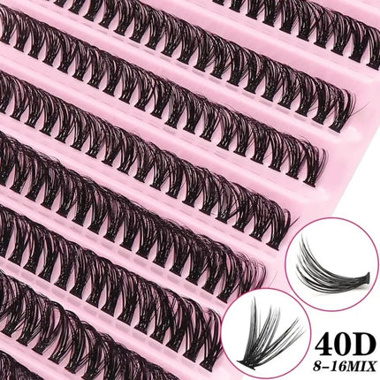 3D Mink Effect Segmented False Eyelashes Mixed Length 8-16mm Fake Eyelash Set Soft Fluffy Reusable Invisible Eyelashes Women
