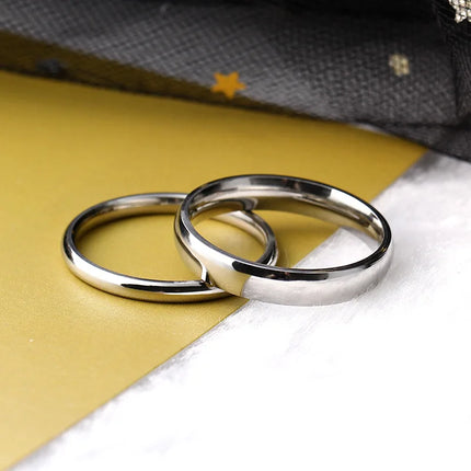 2/4/6/8MM Fashion  316 Titanium Stainless Steel Ring Wholesale Laser Silver Color Jewelry for Men Woman Wedding Punk Men's Ring