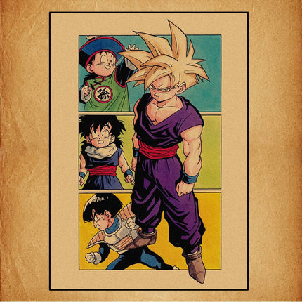 Japanese Surrounding Anime Retro Dragon Ball Poster Goku Gohan Vegeta Piccolo Friza Canvas Painting Print Wall Art Children Gift