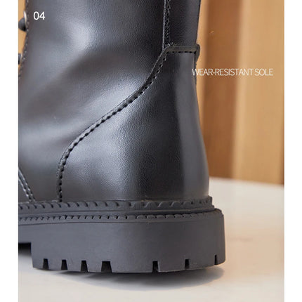 Girls Long Boots Children Knee-High Fashion Motorcycle Boots Rubber Soft Platform for Princess Kids High Boots Classic Winter